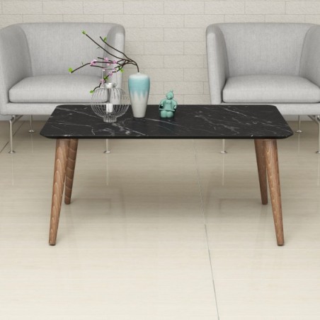 TABLE BASSE EFFET MARBRE ET PIEDS BLENZ - NOVIO