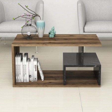 TABLE BASSE EFFET MARBRE EN HIGH GLOSS - ROZAR