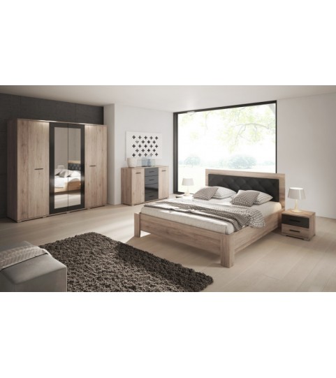 Chambre à coucher Calma - Combinaison d'une armoire, d'un lit double et de 2 tables de nuit