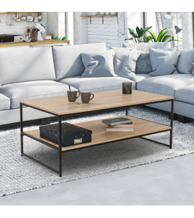 TABLE BASSE DOUBLE PLATEAU DETROIT DESIGN INDUSTRIEL TREND