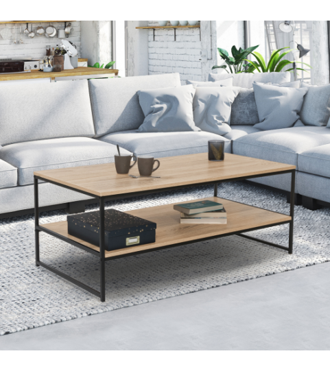 TABLE BASSE DOUBLE PLATEAU DETROIT DESIGN INDUSTRIEL TREND