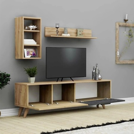 Meuble TV avec étagères à motifs en marbre high gloss FERNISO