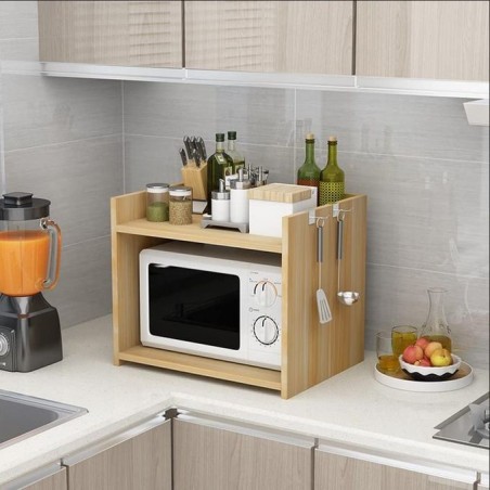 Étagère de Cuisine Élégante – Rangement pour Micro-Ondes, Épices et Ustensiles