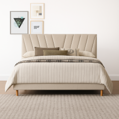 Lit Milodia: Élégance et Confort avec Revêtement Matelassé en Tissu