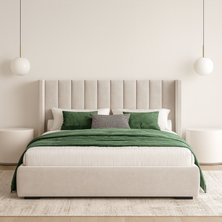 Lit Matelassé Revêtu en Tissu À Oreillette Oxido : Élégance et Confort Redéfinis