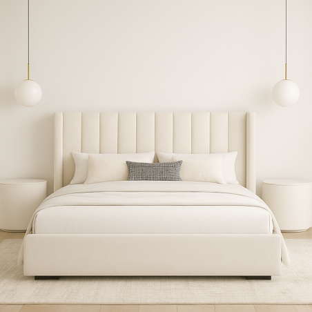 Lit Matelassé Revêtu en Tissu À Oreillette Oxido : Élégance et Confort Redéfinis