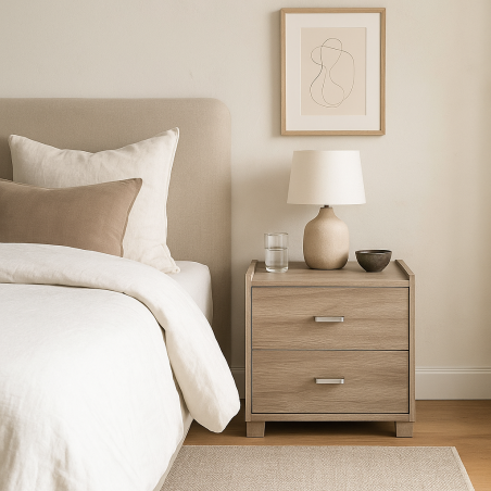 Table de Nuit Vipa: Élégance Fonctionnelle en MDF Stratifié