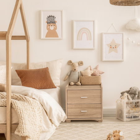 Table de Nuit Vipa: Élégance Fonctionnelle en MDF Stratifié