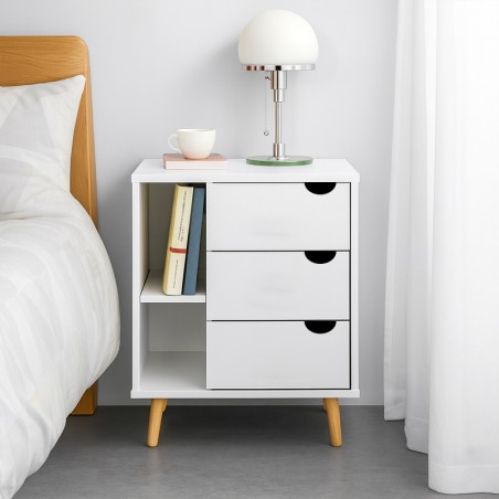 Table de Nuit Tika en MDF Stratifié : Alliez Praticité et Élégance dans Votre Chambre !