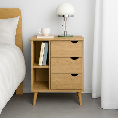 Table de Nuit Tika en MDF Stratifié : Alliez Praticité et Élégance dans Votre Chambre !
