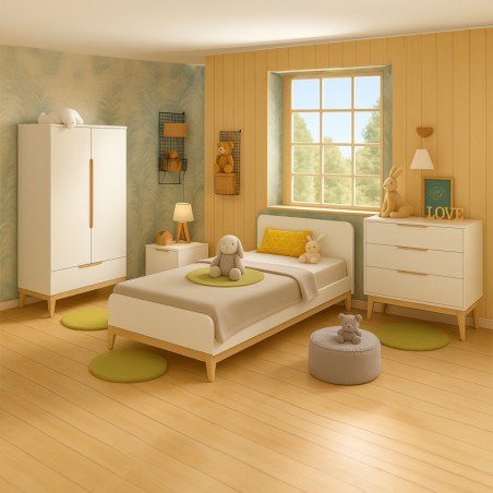 Chambre Hamtoro : Élégance et Fonctionnalité avec Socle en Bois de Hêtre (Blenz)