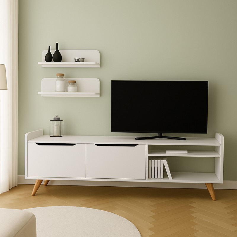 Meuble TV avec Deux Étagères Suspendues Stella