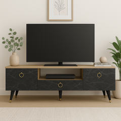 Meuble TV avec Façades à motifs en marbre: Soliman