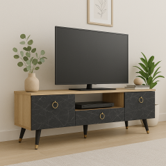 Meuble TV avec Façades à motifs en marbre: Soliman