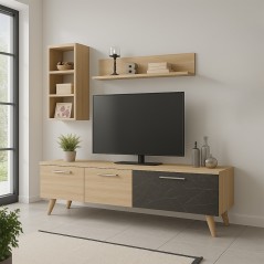 Meuble TV avec étagères à motifs en MDF high gloss FERNISO