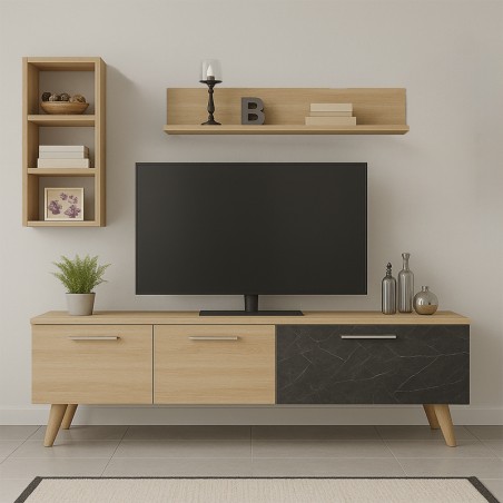 Meuble TV avec étagères à motifs en MDF high gloss FERNISO