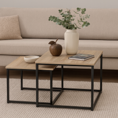 Lot de 2 tables gigognes carrées, Joga