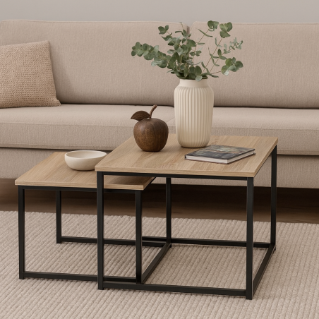 Lot de 2 tables gigognes carrées, Joga