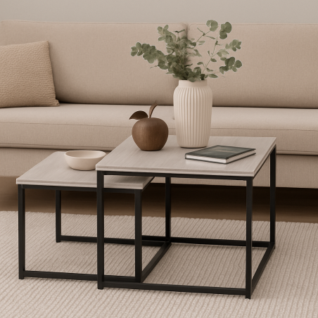Lot de 2 tables gigognes carrées, Joga