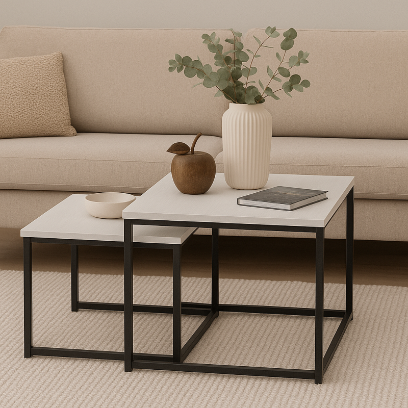 Lot de 2 tables gigognes carrées, Joga
