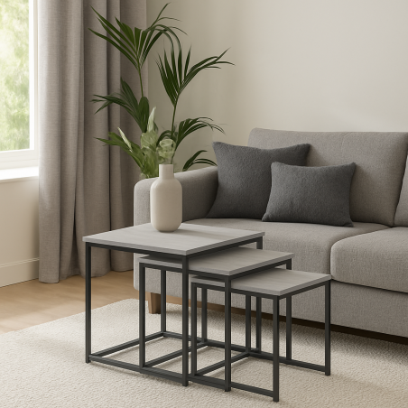Lot de 3 Tables Gigognes Inspirées de l'Industriel Joga
