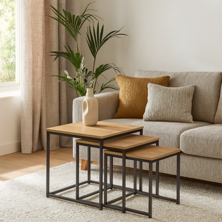 Lot de 3 Tables Gigognes Inspirées de l'Industriel Joga