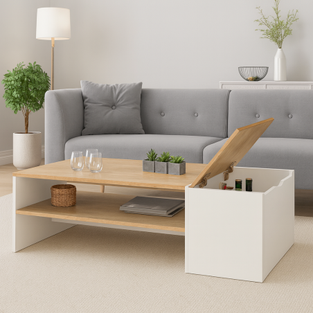Table Basse Moderne avec Coffre de Rangement ZEN