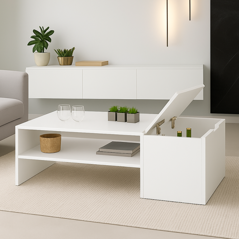 Table Basse modulable Moderne avec Coffre de Rangement ZEN