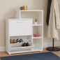 Porte-Chaussures Modera avec Façade en High Gloss et 2 Portes Battantes, Compartiments Inclus