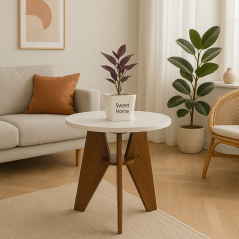 Lama Table d'appoint ronde style scandinave – Élégance minimaliste et fonctionnelle