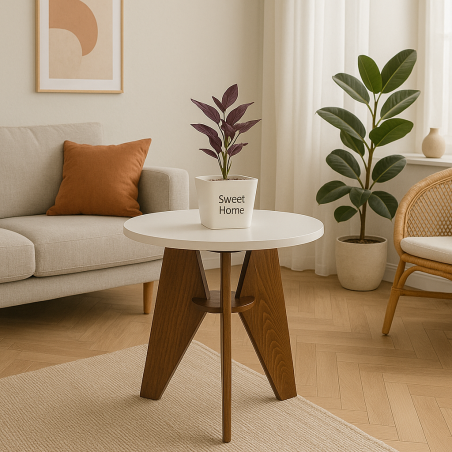 Lama Table d'appoint ronde style scandinave – Élégance minimaliste et fonctionnelle
