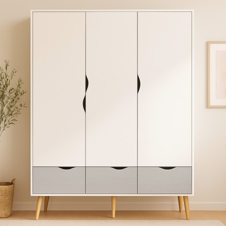 Armoire à 3 portes Monaliza : en Panneaux de Particules de Qualité