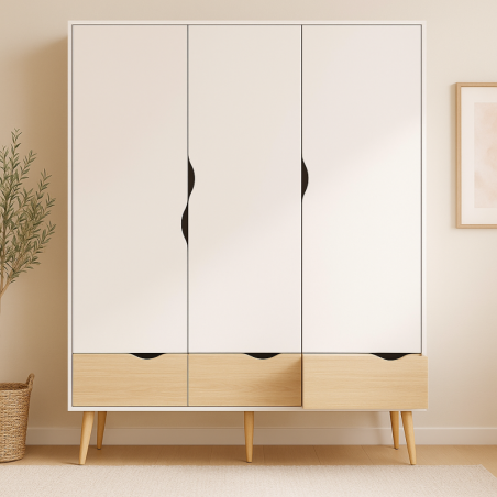 Armoire à 3 portes Monaliza : en Panneaux de Particules de Qualité