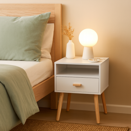 Rana : Table de Nuit en Panneau de Particule, Style et Praticité !