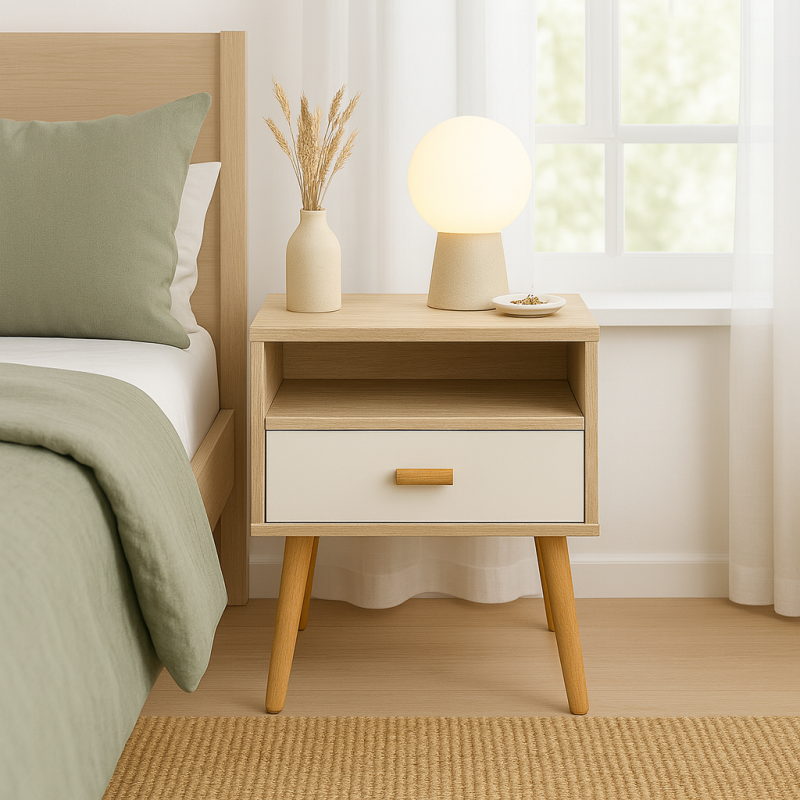 Rana : Table de Nuit en Panneau de Particule, Style et Praticité ! Rana : Table de Nuit en Panneau de Particule, Style et Praticité !