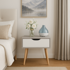Table de Nuit Jocande en MDF Stratifié : L'Élégance Scandinave à Votre Chevet