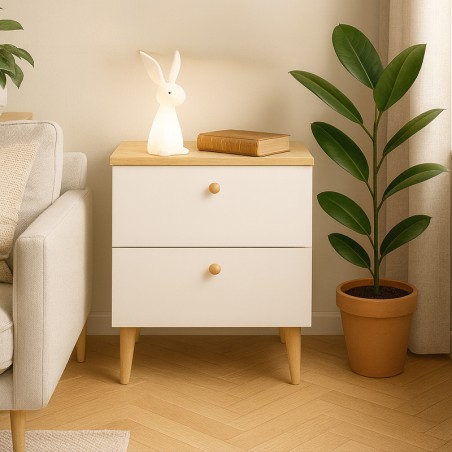 Table de Nuit Scandinave Mika en MDF Stratifié : Élégance Fonctionnelle pour Votre Chambre