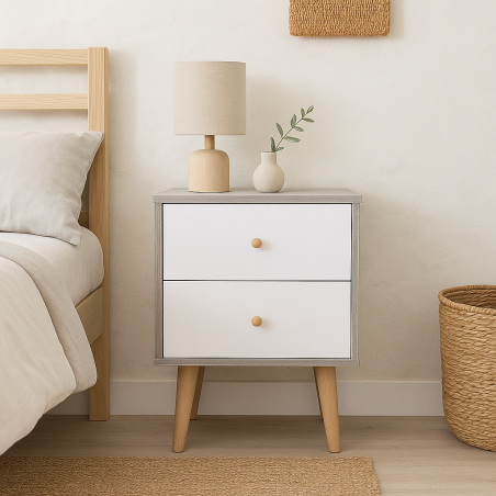 Table de Nuit Vladon en MDF Stratifié : Style et Praticité Réunis