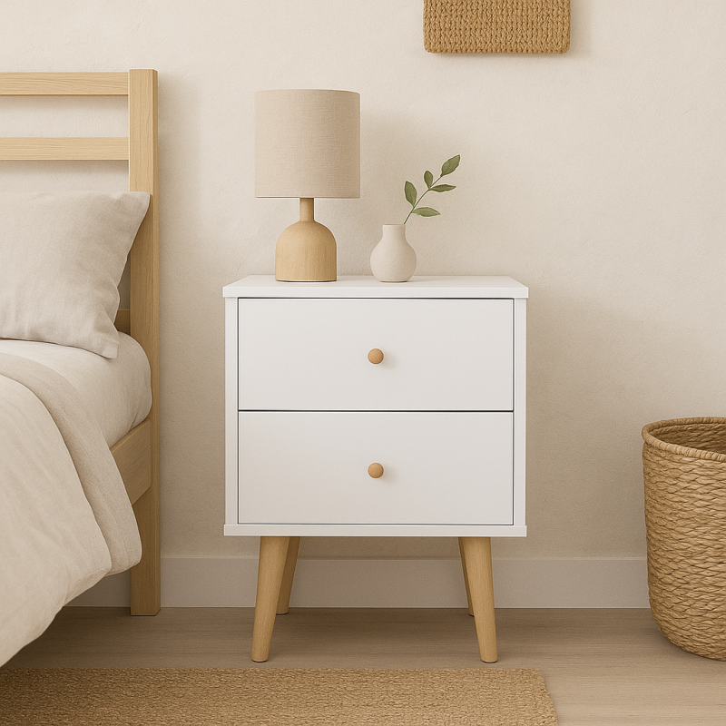 Table de Nuit Vladon en MDF Stratifié : Style et Praticité Réunis