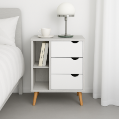 Table de Nuit Tika en MDF Stratifié : Alliez Praticité et Élégance dans Votre Chambre !
