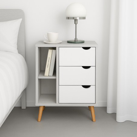 Table de Nuit Tika en MDF Stratifié : Alliez Praticité et Élégance dans Votre Chambre !