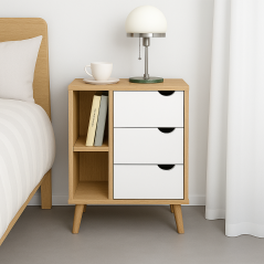 Table de Nuit Tika en MDF Stratifié : Alliez Praticité et Élégance dans Votre Chambre !
