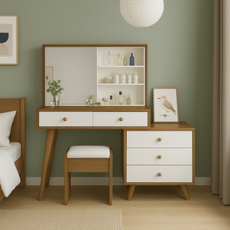 Ensemble Élégance: Commode Naily et Chaise Matelassée - Rangement Sophistiqué et Confortable