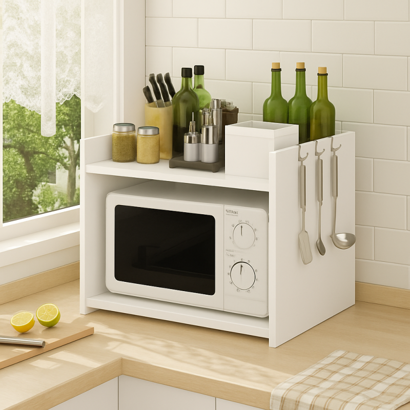 Étagère de Cuisine Élégante – Rangement pour Micro-Ondes, Épices et Ustensiles Étagère de Cuisine Élégante – Rangement pour Micro-Ondes, Épices et Ustensiles