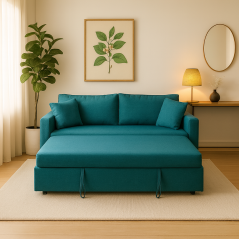 Canapé-Lit Élégant “Nora” – Ouverture Rapide Bleu turquoise