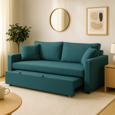 Canapé-Lit Élégant “Nora” – Ouverture Rapide Bleu turquoise