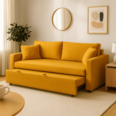Canapé-Lit Élégant “Nora” – Ouverture Rapide Jaune Moutarde