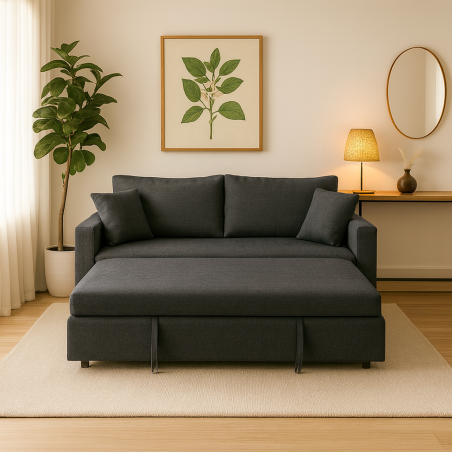 Canapé-Lit Élégant “Nora” – Ouverture Rapide Gris foncé