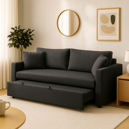 Canapé-Lit Élégant “Nora” – Ouverture Rapide Gris foncé