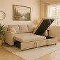 Canapé d’Angle Convertible “CosyDream” – Canapé-Lit avec Coffre – Grège